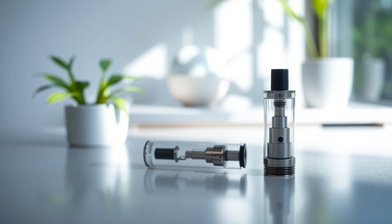 Showcasing a kurvana cartridge in a premium setting with a sleek design and natural lighting.