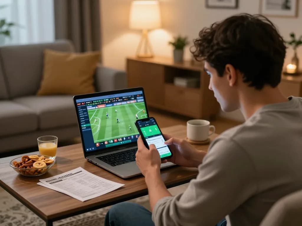 Engage with Link Alternatif for betting in a stylish home setup with multiple devices.