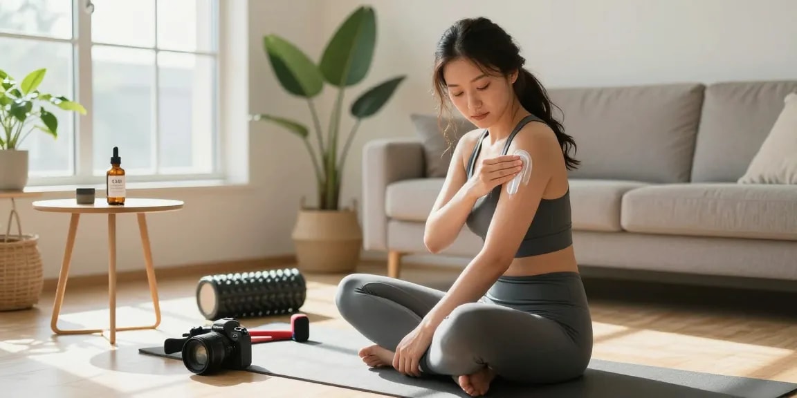 Cannabis delivery products including CBD oil and topical cream enhancing wellness during post-workout recovery.