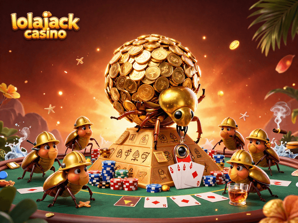 Engage with lolajack casino by enjoying a thrilling 3D illustration of a beetle casino adventure.
