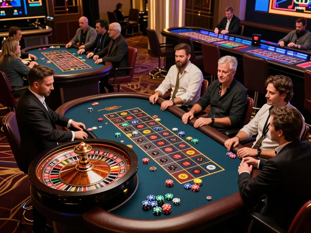 Players engaged in exciting gameplay at 789 club casino floor with roulette action.