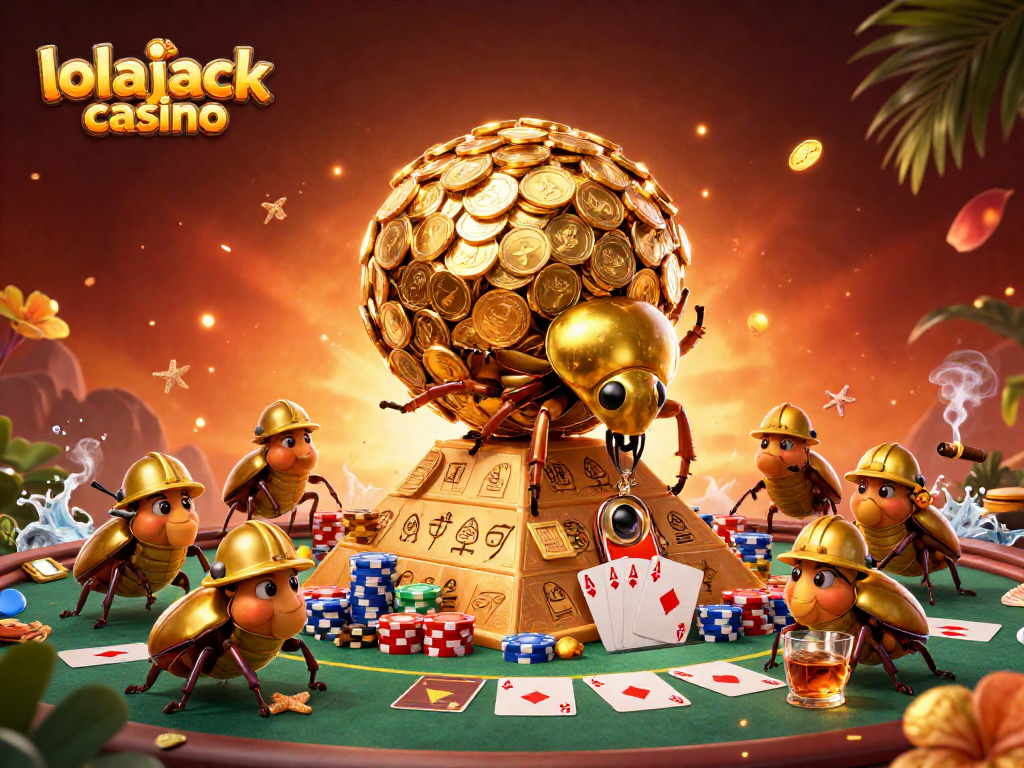 Engage with lolajack casino by enjoying a thrilling 3D illustration of a beetle casino adventure.
