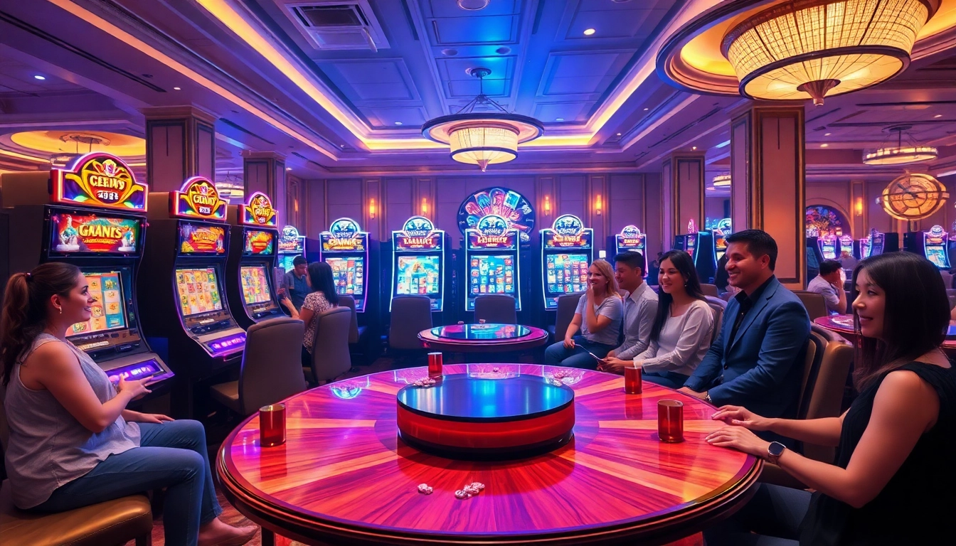 Experience the thrill of demo slot pragmatic games in an upscale casino scene with players' excitement.