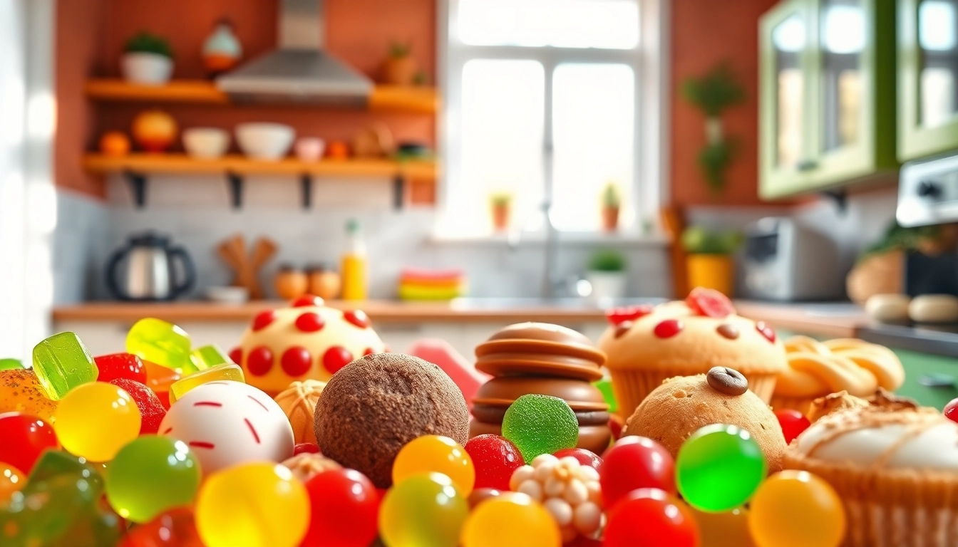 Showcase diverse edibles uk, highlighting vibrant colors and textures in a bright kitchen.