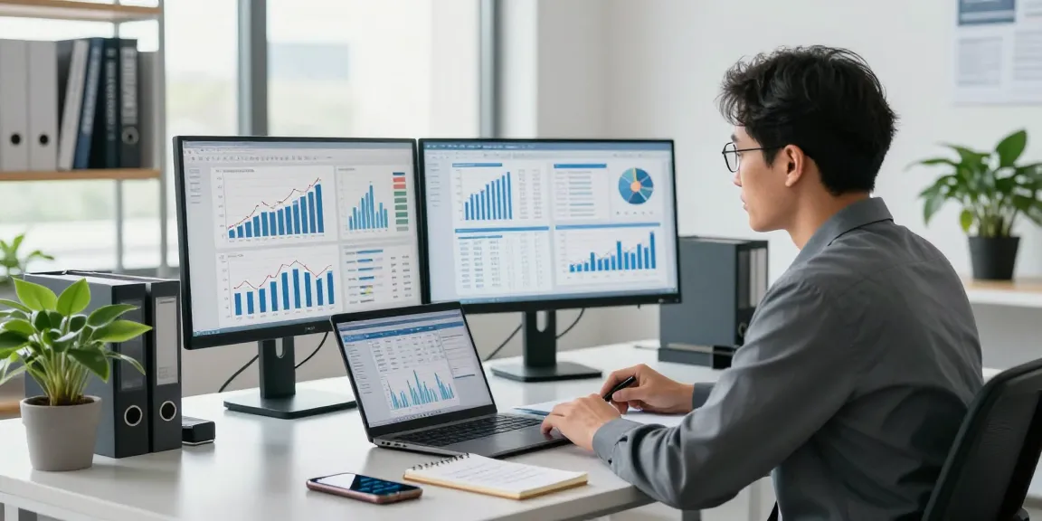 Expert on 소액결제현금화 analyzing financial reports in a modern office.