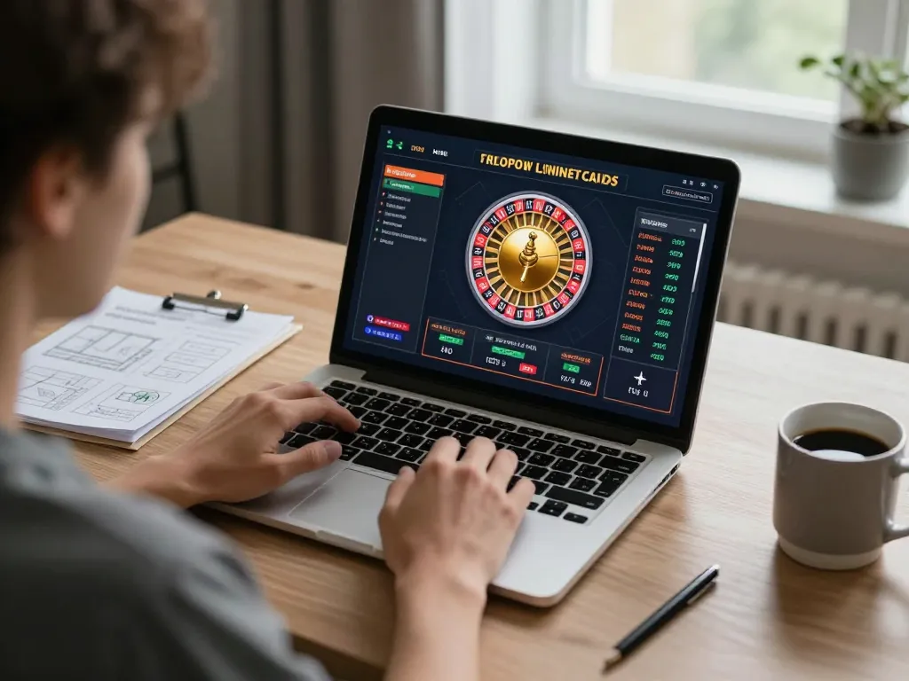 Person engaging in online roulette gameplay on fly88, showcasing dynamic betting interface and strategic planning