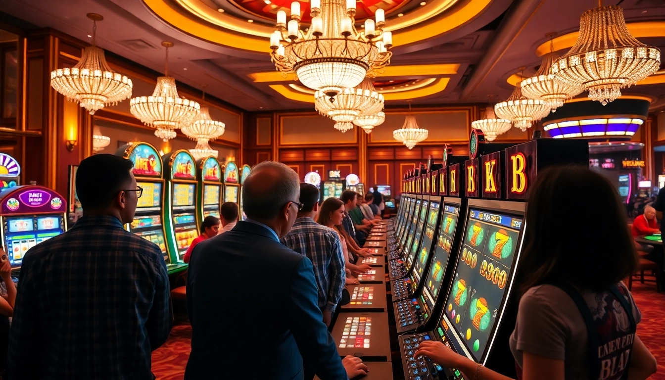 The BK8 สล็อต machine ignites excitement among players with its vibrant jackpot reels and luxurious casino backdrop.