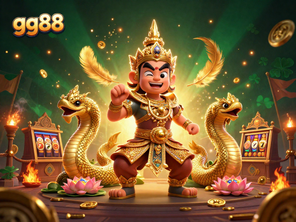 Spin the reels at gg88 with vibrant visuals of slot reels and golden characters.
