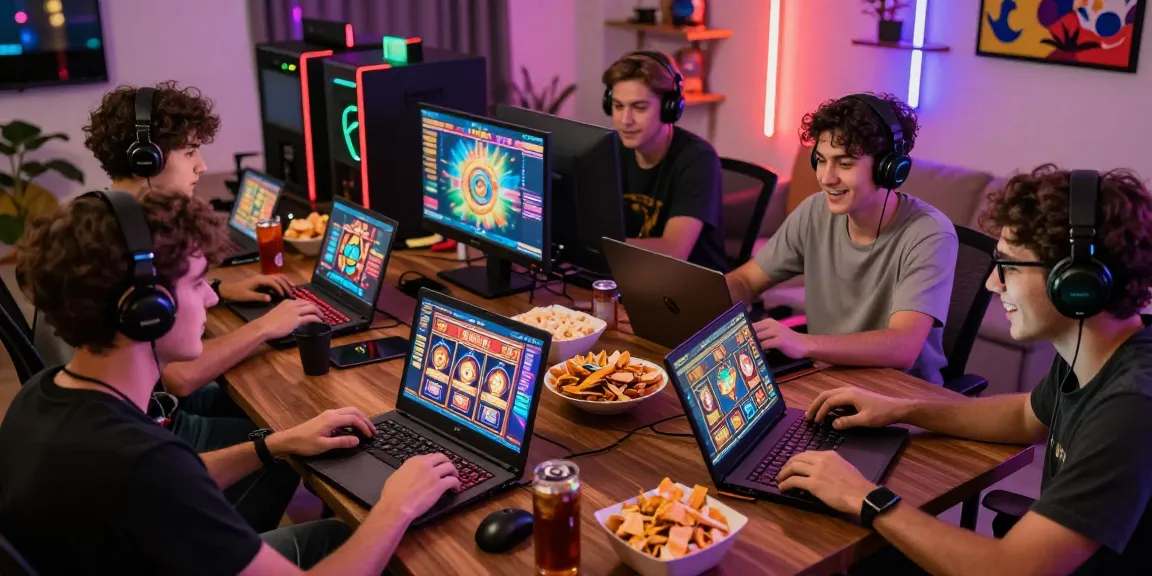 Super59, pemain slot online menikmati permainan dengan antusias di lingkungan yang ceria.