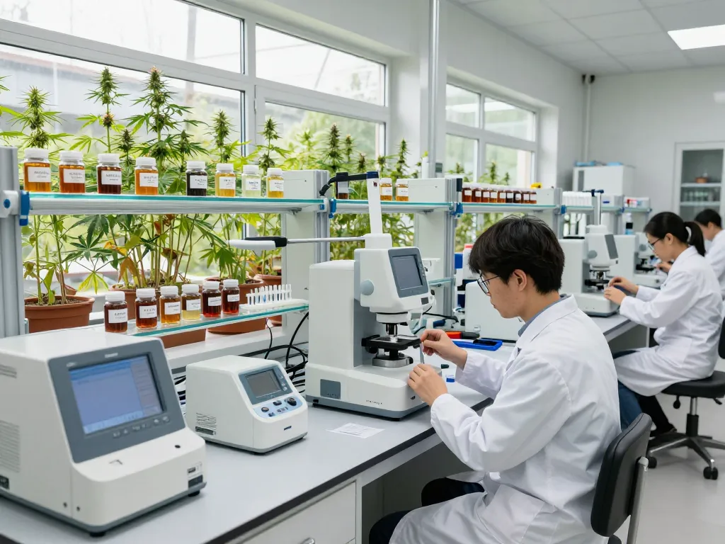 Cannabinoid manufacturer Europe conducting advanced extraction tests in a modern lab.