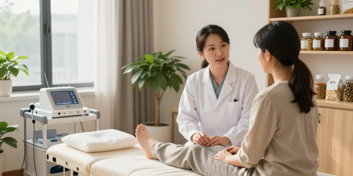 Wellness consultation at 영통한의원, showcasing practitioner providing personalized care with herbal remedies and calm ambiance.