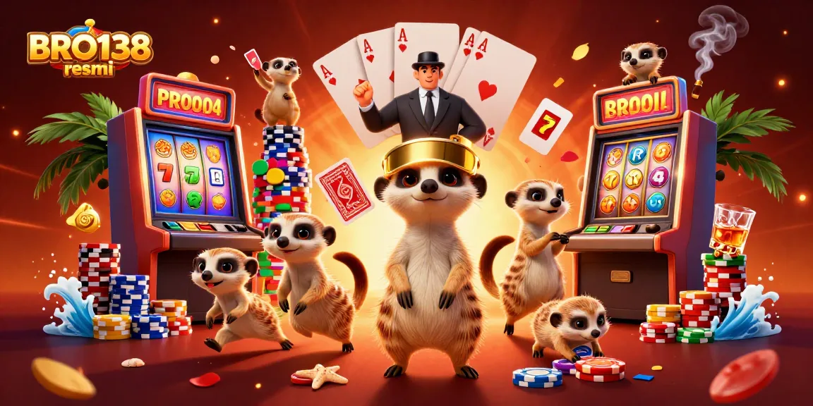 Engage with BRO138 resmi as meerkats run a vibrant casino operation filled with slots and poker.
