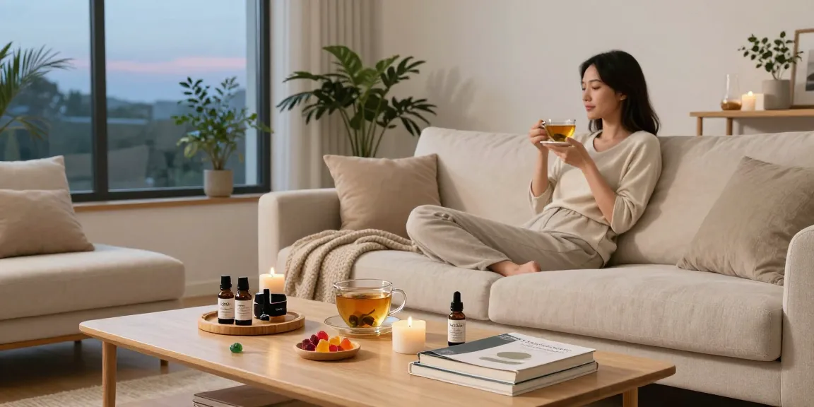 cbd edibles uk gummies and herbal tea forming a natural wellness evening routine