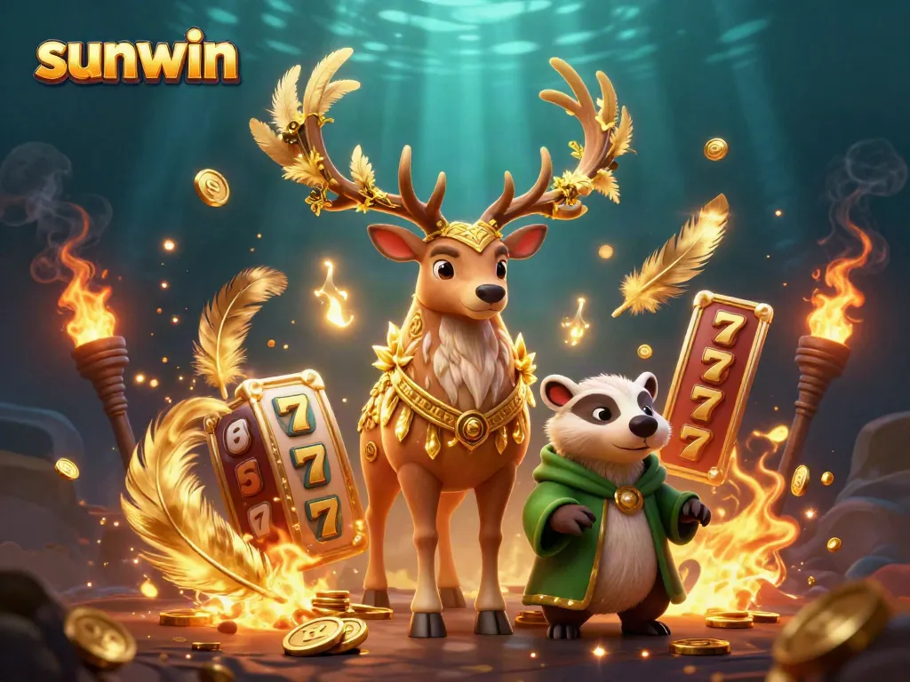 Experience thrilling gameplay with sunwin's vibrant casino features illustrated in an enchanting fantasy scene.