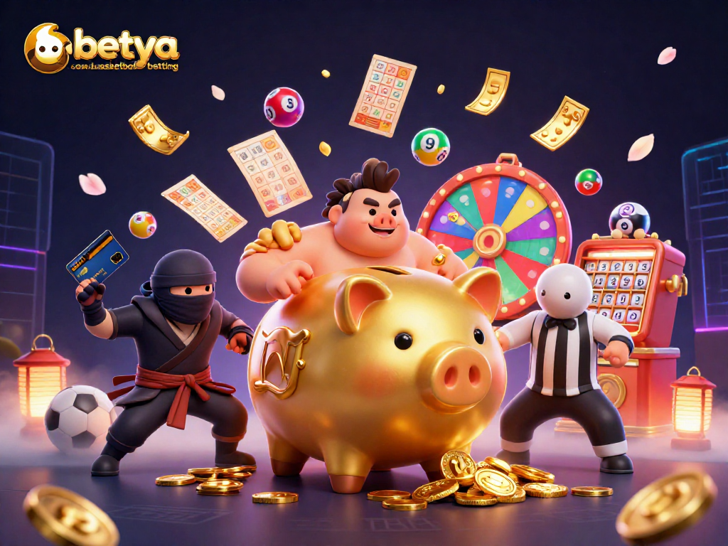 Engage in betya.com basketball betting with lively characters and dynamic game elements in a vibrant scene.