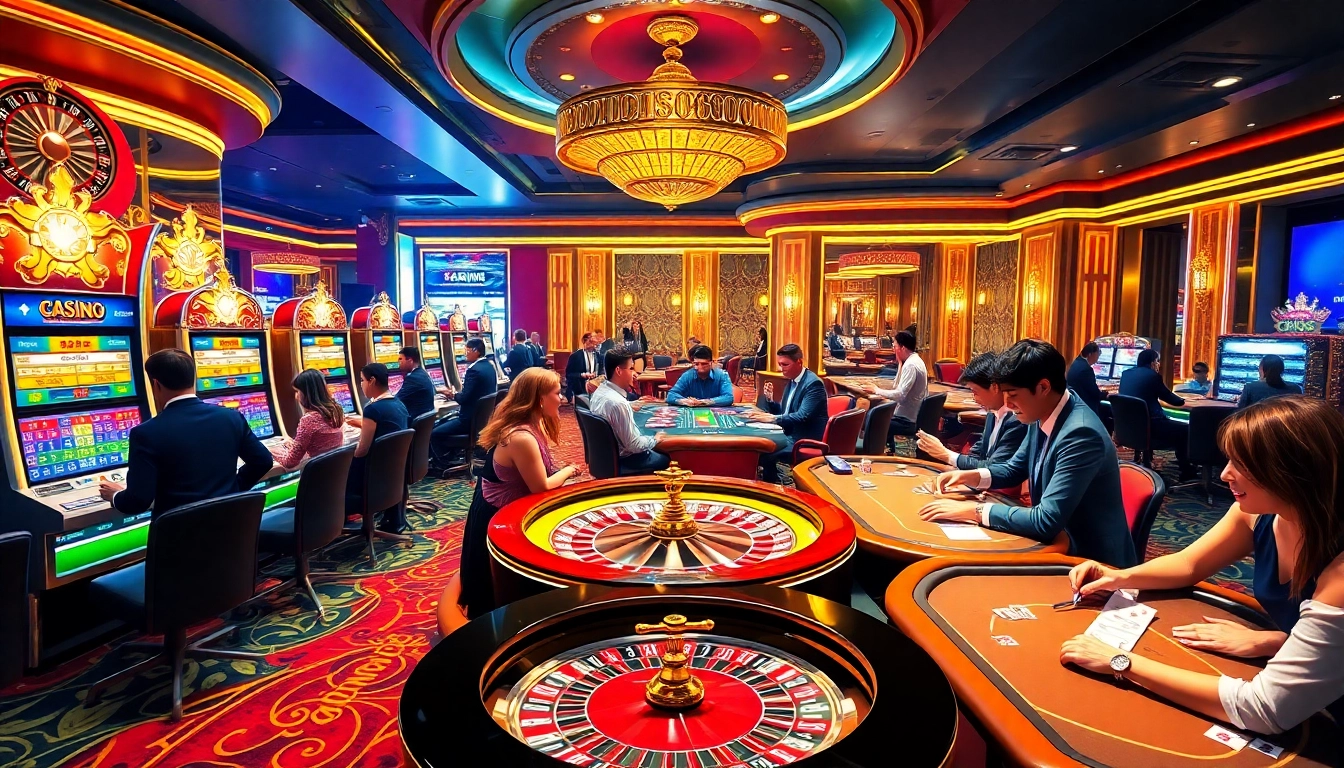 Gamblers enjoying a thrilling moment at a luxurious casino featuring 7upbet gaming elements.