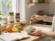 cbd edibles uk - Healthy CBD-infused breakfast scene with hemp plant, natural ingredients, and wellness products promoting a balanced lifestyle.
