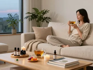 cbd edibles uk gummies and herbal tea forming a natural wellness evening routine