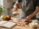 Edibles UK - Home cook creating cannabis-infused caramels, showcasing vibrant ingredients and cozy kitchen atmosphere.